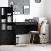vidaXL Birou Masa de Scris Modern, Stejar Negru, 90x50x76cm, Lemn Compozit, cu Depozitare, Ideal pentru Calculator