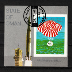 Oman, 1969 | Misiunile Apollo, amerizare - Cosmos | Coliţă - Bloc Nedant. | aph