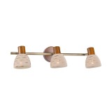 Cumpara ieftin Aplica Vintage Klausen Rout PL3 3xE14 48x19x14cm din Metal si Sticla, Iluminat Interior Rustic pentru Living, Hol sau Dining, Alama Antichizata