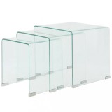 vidaXL Set mese suprapuse, sticlă călită transparentă, trei piese