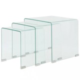 Set mese suprapuse, sticla calita transparenta, trei piese GartenMobel Dekor, vidaXL