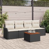 Cumpara ieftin Set de canapele pentru grădină cu pernă 5 pcs Negru, Crem