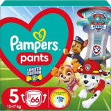 Pampers Pants Paw Patrol Size 5 scutece de unică folosință tip chiloțel 11-17 kg 66 buc