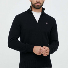 Gant pulover de bumbac culoarea negru