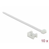Set 10 bride L 150 x B 7.2 mm + 10 suport pentru montare surub 23 x 16 mm Alb, Delock 18885
