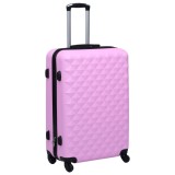 Valiza Roz Carcasa Rigida ABS vidaXL, 71cm, Roti 360 Grade, Curele Fixare