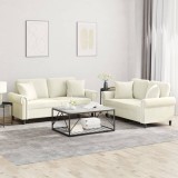 vidaXL Set de canapele cu perne, 2 piese, crem, catifea 3202238