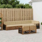 vidaXL Set de canapele de exterior cu pernă 8 pcs Natural și Bej 3383506