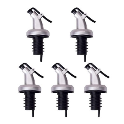 Set 5x Dop cu picurator pentru sticle de alcool, otet, ulei, 8.5 x 3 cm, plastic cauciuc, negru argintiu foto