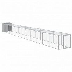 Cotet pui cu incinta gri deschis 110x1221x110cm otel galvanizat GartenMobel Dekor