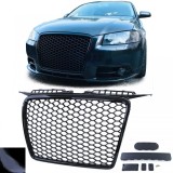 Grila radiator cu fagure fara emblema, neagra lucioasa, potrivita pentru Audi A3 8P 05-08 Performance AutoTuning