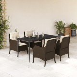 VidaXL Set mobilier de grădină, 5 piese, cu perne, maro, poliratan