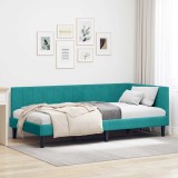 vidaXL Cadru de pat colțar cu headboard Turcoaz 90 x 200 cm Catifea