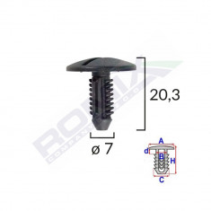 CLIPS FIXARE ELEMENTE ROATA PENTRU CITROEN/PEUGEOT 7X20.3MM - NEGRU SET 10 BUC 62063