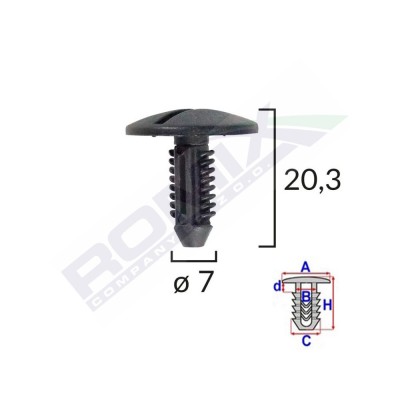 CLIPS FIXARE ELEMENTE ROATA PENTRU CITROEN/PEUGEOT 7X20.3MM - NEGRU SET 10 BUC 62063 foto