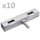Conector &icirc;n formă de U grilaj grădină, 10 seturi, argintiu