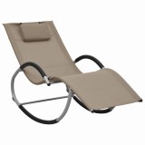 Șezlong Balansoar vidaXL Gri Taupe Textilenă, Pernă Inclusă, 65x155x83cm, Cadru Metalic, Rezistent Intemperii, Max 150kg