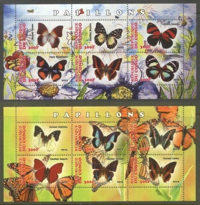 Brazzaville Congo 2013 Butterflies Papillons 2 perf.sheetlets MNH DA.140 foto