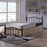 Cumpara ieftin Pat 1 persoana Faryn culoare nuc lemn-metal negru 100x200x76 cm