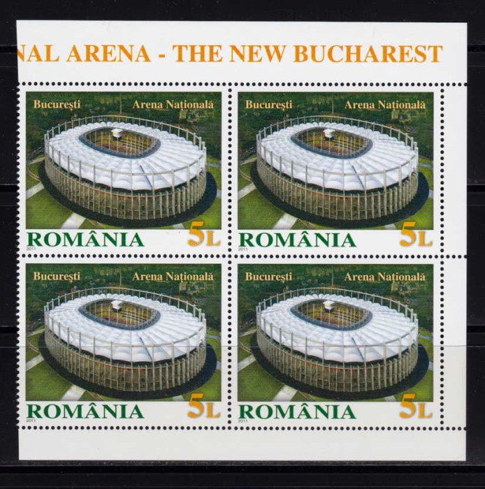 RO 2011 ,LP 1915 ,&quot;Bucuresti- Arena Nationala&quot; , bloc de 4 marci , MNH