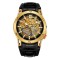 Ceas barbatesc de mana, T-winner, Clasic, Mecanism Mecanic Automatic, Skeleton, Piele, Negru Auriu