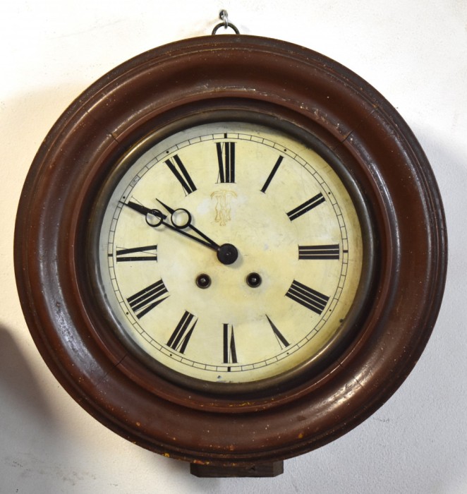 Ceas vechi functional de gara cu pendul - Lenzkirch A.G.U. Aktiengesellschaft f&uuml;r Uhrenfabrikation - pendula cca.1900