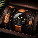 Set cadou cu ceas barbatesc Geneva XR4879BR si trei bratari elegante