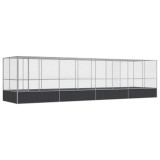 Voliera de pasari cu extensie, argintiu, 832x207x212 cm, otel