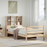 vidaXL Pat cu bibliotecă fără saltea, 90x190 cm, lemn masiv de pin 3321885