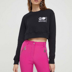 Moschino Jeans hanorac de bumbac femei, culoarea negru, cu imprimeu