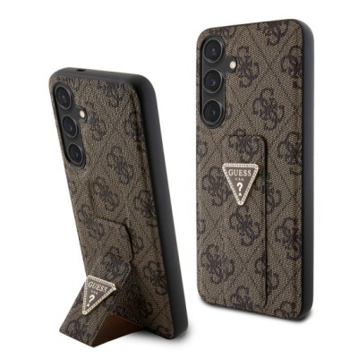 Husa pentru Samsung Galaxy S24 - Guess Grip Stand 4G Triangle Strass (GUHCS24SPGS4TDW) - Brown foto