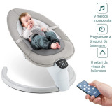 Balansoar bebe electric,portabil,cu conectare la priza telecomanda,timer,muzica, Gri