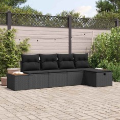 vidaXL Set de canapele pentru grădină 5 pcs Negru 55 x 62 x 69 cm foto