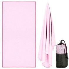 Prosop de plaja cu uscare de rapida, husa de transport, 40x80cm, roz Household NewTrend