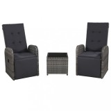 Gossi set mobilier bistro cu perne, 3 piese, gri, poliratan