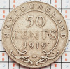 1246 Newfoundland Canada 50 cents 1919 George V km 12 argint, America de Nord