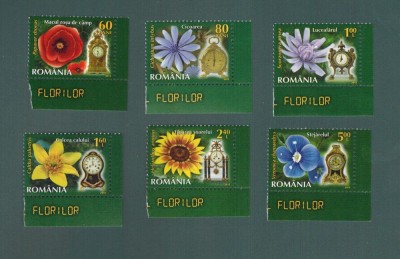 Romania 2013 Flora Ceasul Florilor serie MNH Mac Cicoare Stejarelul LP 1966 foto