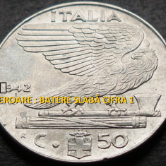 Moneda istorica 50 CENTESIMI - ITALIA FASCISTA, anul 1942 * cod 3766 = EROARE