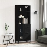 Dulap &icirc;nalt, negru, 69,5x34x180 cm, lemn compozit