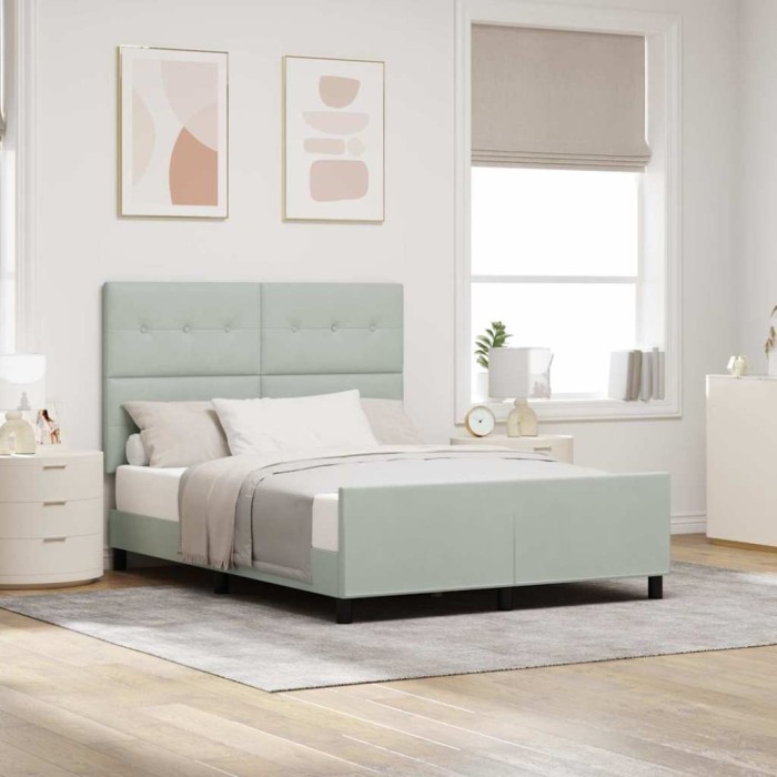 vidaXL Cadru de pat cu headboard Gri deschis 140 x 200 cm Catifea