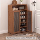Cumpara ieftin Pantofar hol bambus, HAWIRE PF-02 cu 2 usi, 100x60x31 cm, model vertical, depozitare incaltaminte, design retro