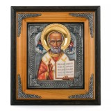 Icoane argintate, Icoana Sfantul Nicolae, dim 41cm x 45cm, cod A-04