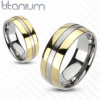Inel din titan - &icirc;n combinație de auriu şi argintiu - Marime inel: 62
