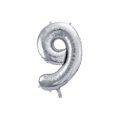 Balon Folie Cifra 9 Argintiu, 86 cm foto