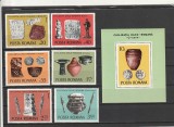 ROMANIA 1976 LP 908 LP 909 ARHEOLOGIE DACO-ROMANA SERIE + COLITA DANTELATA MNH NESTAMPILATE, Nestampilat