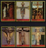 AJMAN 1972 - Arta, sculpturi, crucifixe / serie completa, Stampilat
