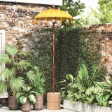 vidaXL Parasol Balinez Galben (90-100) x 260 cm Bumbac și lemn masiv 42006467