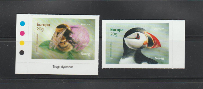 NORVEGIA 2021 EUROPA CEPT - Serie 2 timbre autoadezive MNH**