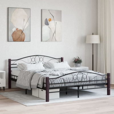 Cadru de pat, negru, 160 x 200 cm, metal GartenMobel Dekor foto