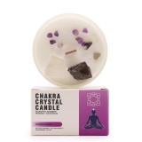 Lumanare Chakra Coroanei cu Pietre Celestit &amp; Selenit, Soia, Parfum Ocean Breeze. Lumanare Cristal Terapeutica, 17h